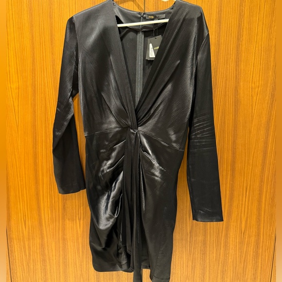 Maje black satin Roseanne dress - Picture 2 of 5